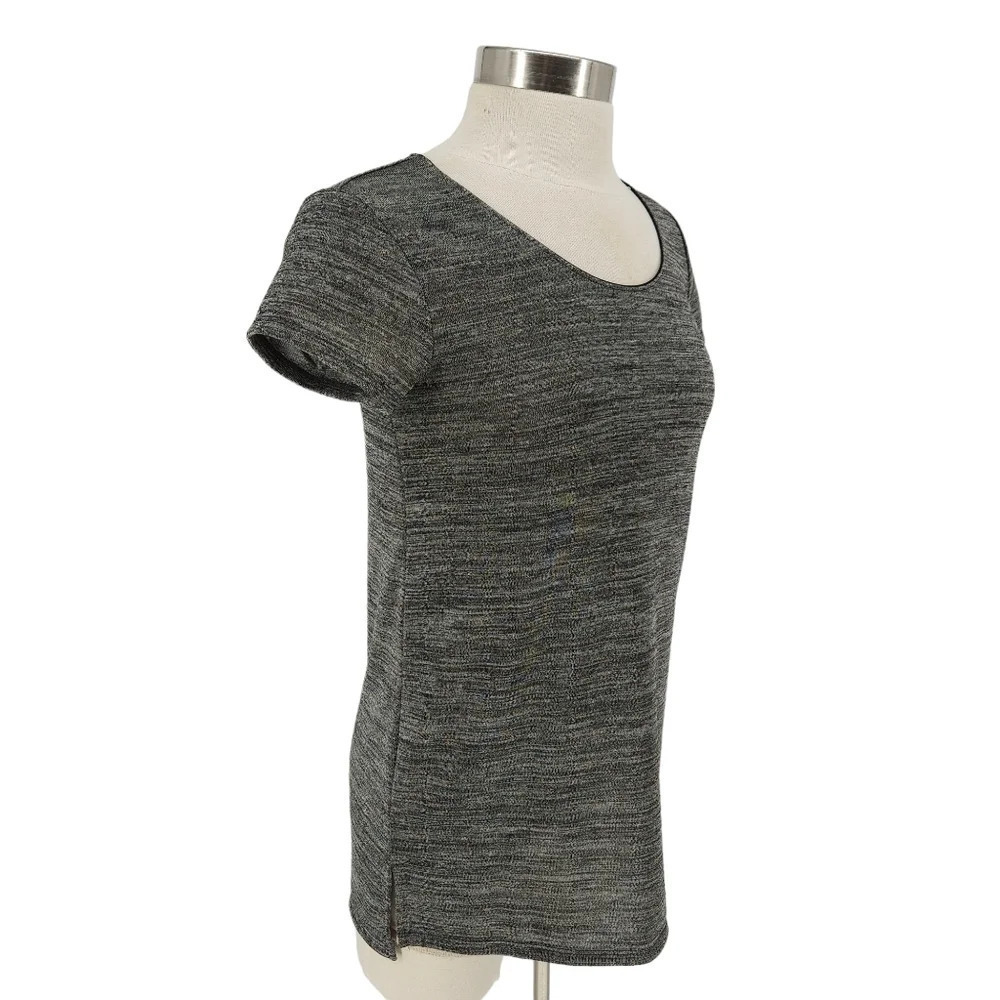 Vince Tee Shirt Gray Marled Short Sleeve Scoop Neck Lightweight Top - Picture 2 of 6